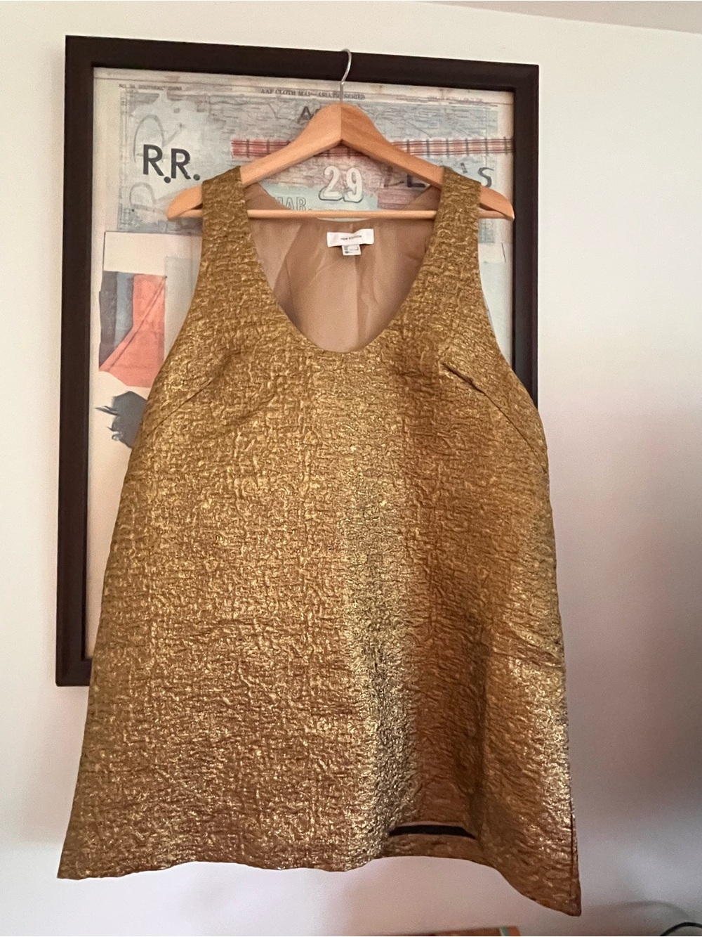 NWOT H&M Edition Shimmering Gold Jacquard-Weave Dress L - Picture 3 of 7